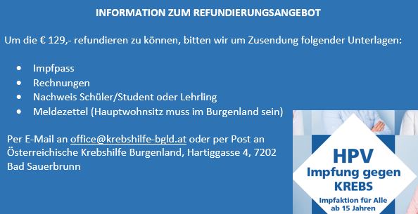 Refundierung HPV Information Refundierung HPV Information